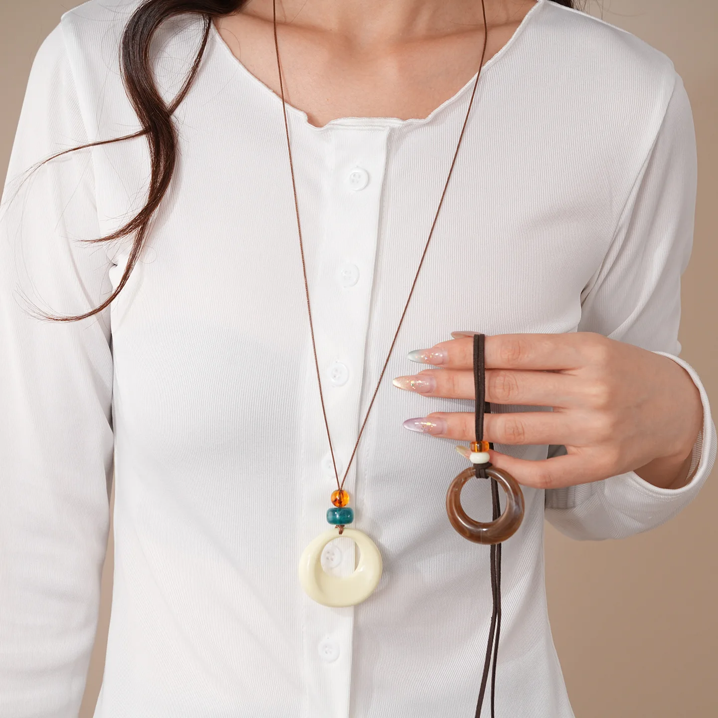 Винтажные большие круглые капл – обзор и цена Resin Art Necklace