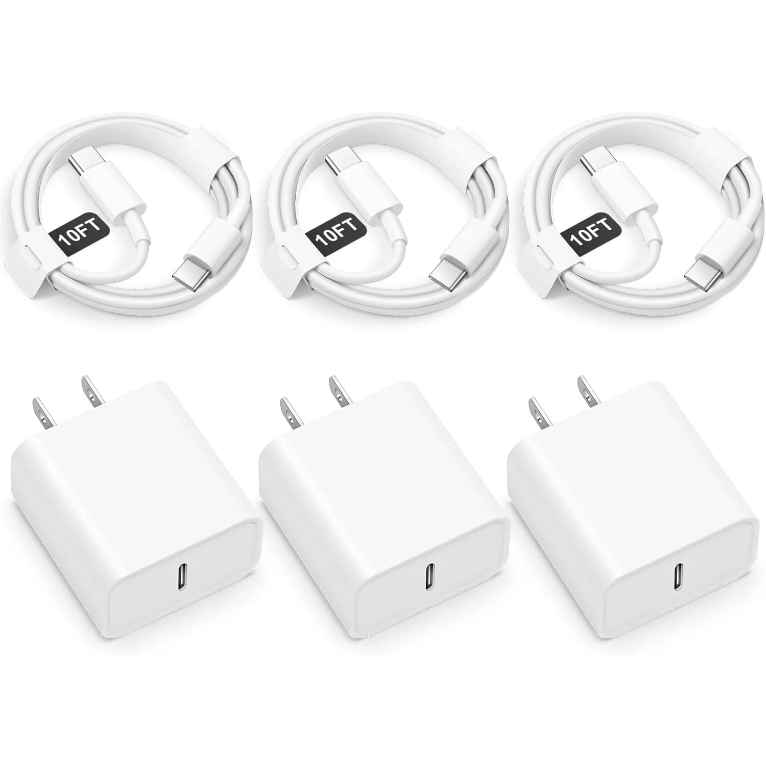 شاحن 10FT iPhone 16 15 شحن سريع - 3 عبوات شاحن USB C بقدرة 20 وات ونوع C iPhone 16/16 Pro/16 Pro Max/16e، iPhone 15