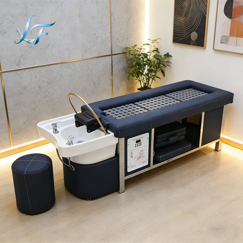 Customized Head Spa Beds Wash Hair Moxibustion Shampoo Bed Electric Hair Salon Spa Head Bed With Steamer Durable Stable