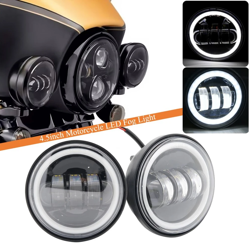 2PCS 4.5 Inch Motorcycle Led Fog Light DRL 30W Waterproof 4 1/2 Auxiliary Passing Lamp For Yamaha Classic FLHR Road King Dyna