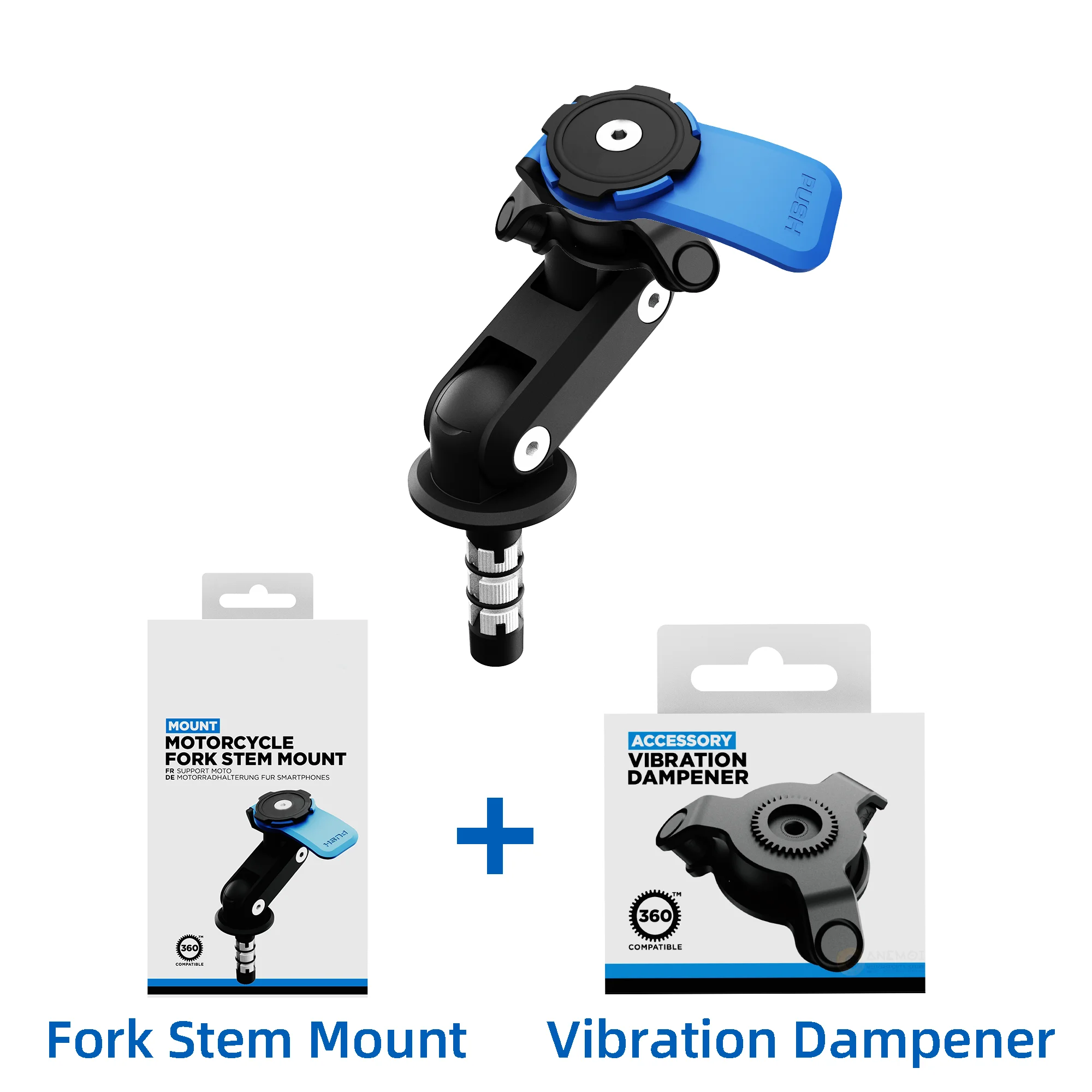 

Phone Holder For Motorcycles - Fork Stem Mount And Vibration Dampener