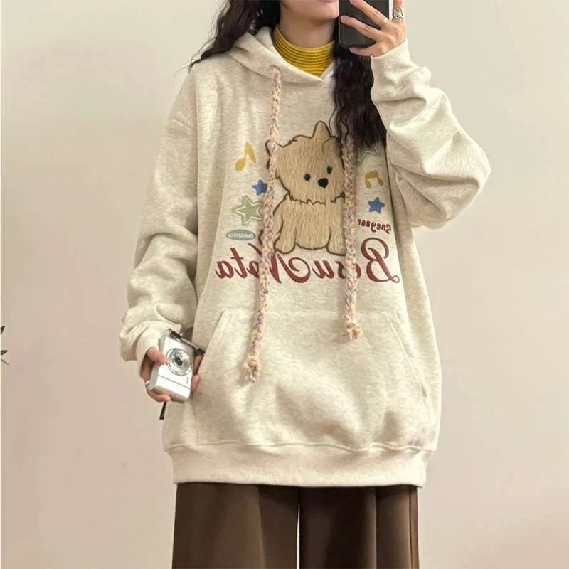 

Casual Cute Loose Woman Hooded Tops Kpop Cheap Korean Popular Clothes Long Sleeve Fashion Basic Emo Hoodies Sweatshirt for Women