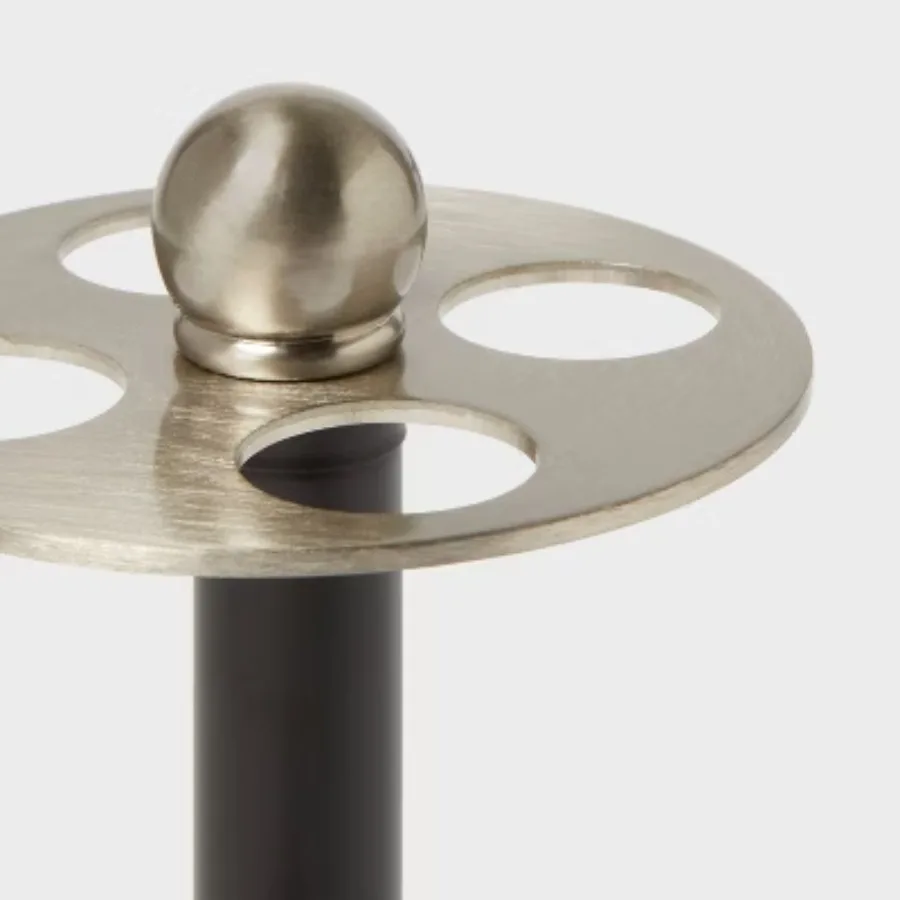 Suporte de escova de dentes de metal preto gótico, rack organizador de banheiro de estilo clássico, armazenamento alto de 5,71" para balcão de pia