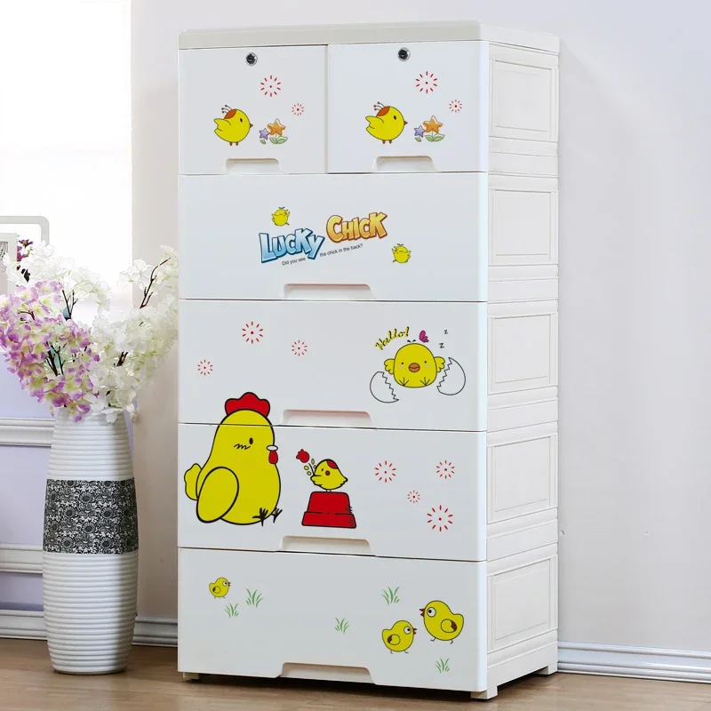 

Cartoon Storage Cabinet: Thick Plastic Drawer Type, Multi-Layer Locker, Baby Wardrobe, Children's Chest of Drawers