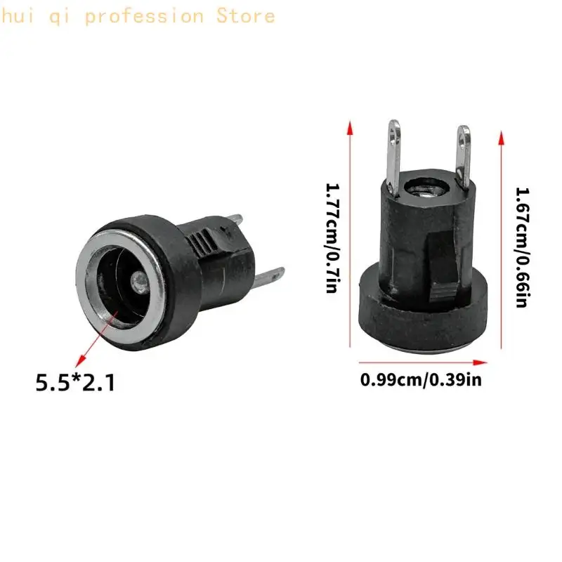 Weibliche Steckdose 5,5 x 2,1 mm, 2-poliges Kunststoffgehäuseteil mit Metallanschlüssen, 500er-Pack für Automobile und – Detail 6