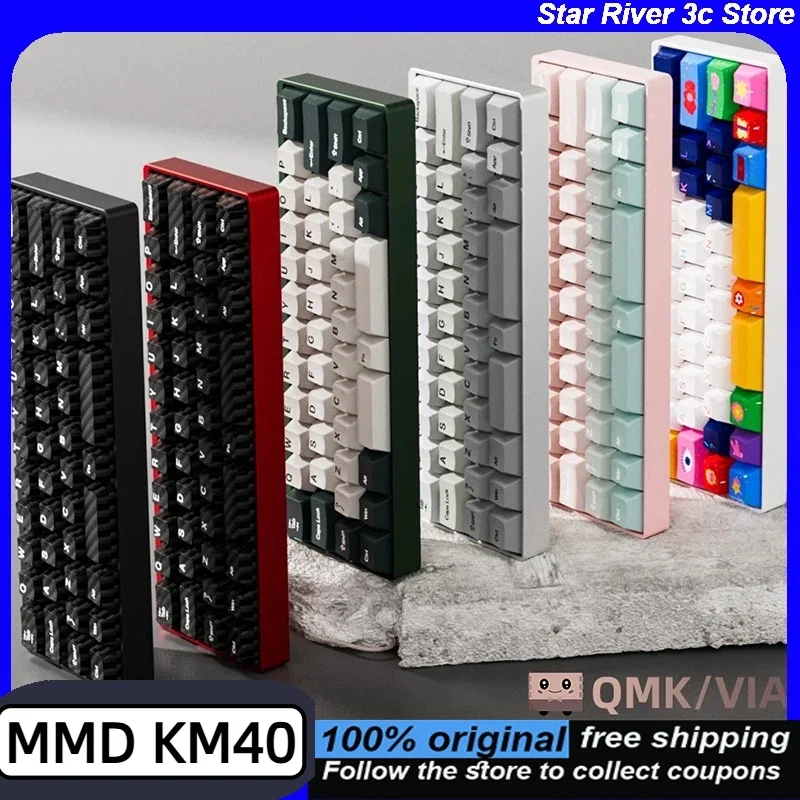 

MMD KM40 Mechanical Keyboard Hot-Swap RGB 2000mAh PBT Keycaps Ergonomic Wireless Bluetooth Keyboard for Gaming Office QMK/VIA PC