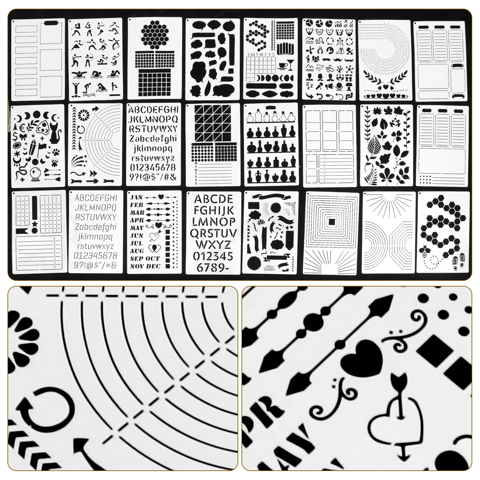 

24pcs Hand Stencils Templates for DIY Painting Wall Art Reusable Plastic Drawing Stencils for Journaling Crafts Projects