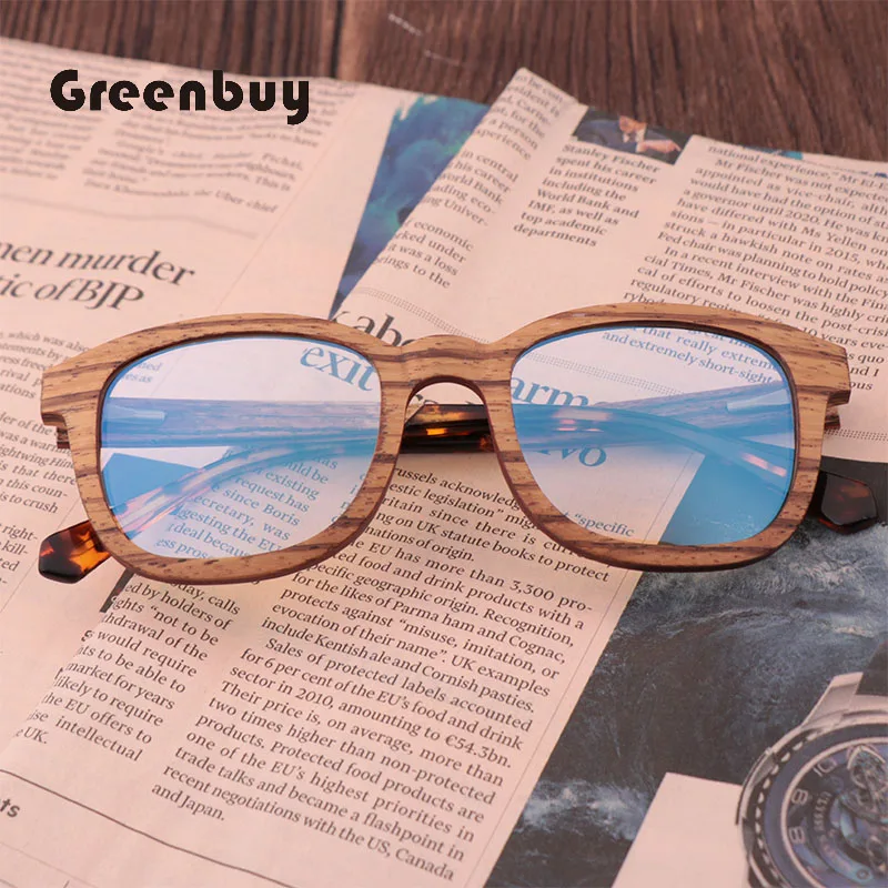 Vintage Anti-blue Light Glasses Sandwich Wood Glasses Pure Handmade Men's Fashion Lens Anti-radiation Eyewears with Wooden Box