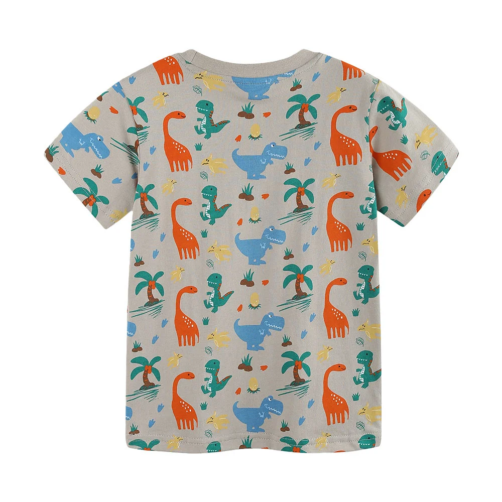 Dinosaurs Short Sleeve Tshirts for Children 3-7T Boys Girls Toddler Kids Summer Costume Tops Fun Educational Clothing