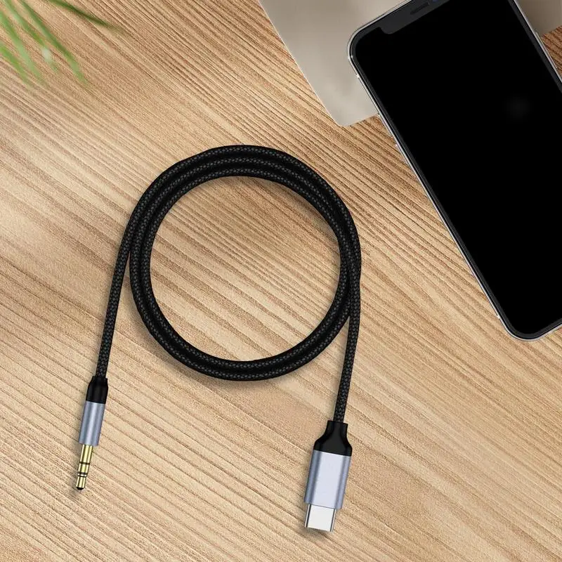 USB C to 3.5mm Audio Aux Cable USB C Aux Cable Type C 3.5mm Jack Adapter Stereo Cord Aux Headphone Cord Aux Cord Car Audio Cable