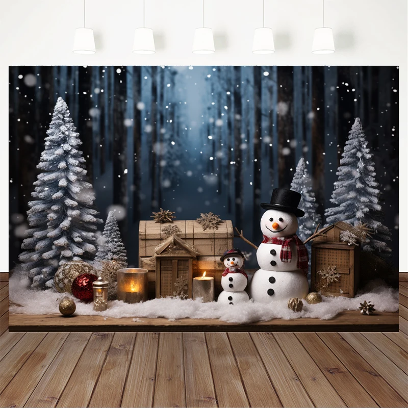 Christmas Tree Snowman Backdrop Baby Shooting Props Winter Background Photography New Year Children Kid Photo Decorations Studio