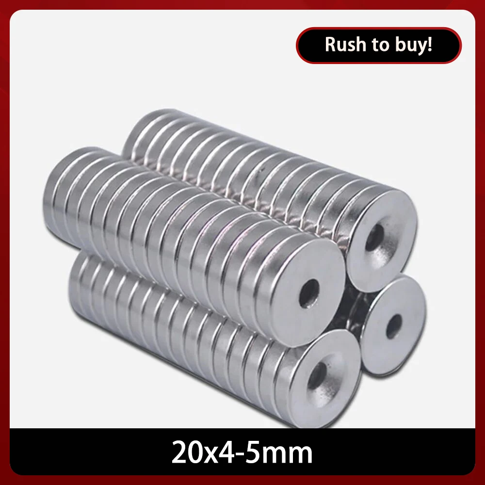 5~50PCS 20x4-5 mm Powerful Magnets 20*4 mm Hole 5mm Small Permanent Round Countersunk Neodymium Magnetic Magnet 20x4-5mm 20*4-5