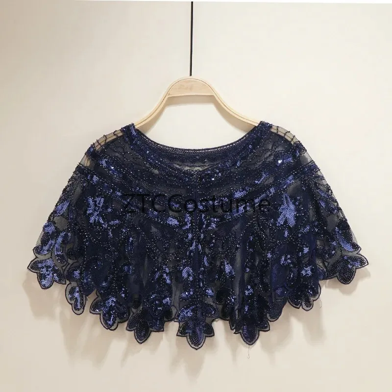 Vintage 1920s Flapper Dress with Sequin Shawl Mesh Cardigan Sexy Party Evening Gown Prom Costume view 5