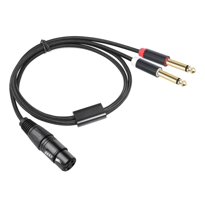 Cable divisor Y JABS-XLR hembra a doble macho de 6,35 Mm, Cable de micrófono, Cable adaptador de Audio de micrófono trenzado con doble blindaje