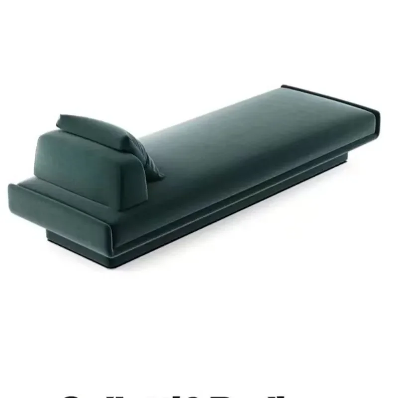 Italian double-sided sofa bed with no armrests and no backrest, velvet cloth sofa bed, mobile pier, princess position
