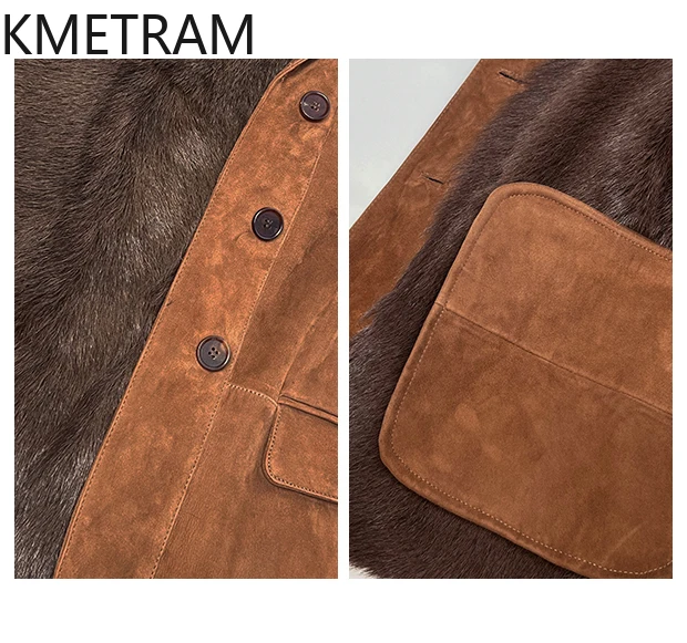 เสื้อแจ็คเก็ตขนแพะแท้สองด้าน ขนสัตว์คุณภาพสูงสำหรับผู้หญิง ชุดเสื้อโค้ทขนสัตว์แท้ ฤดูหนาว 2025 เสื้อแจ็คเก็ตหนังสำหรับผู้หญิง