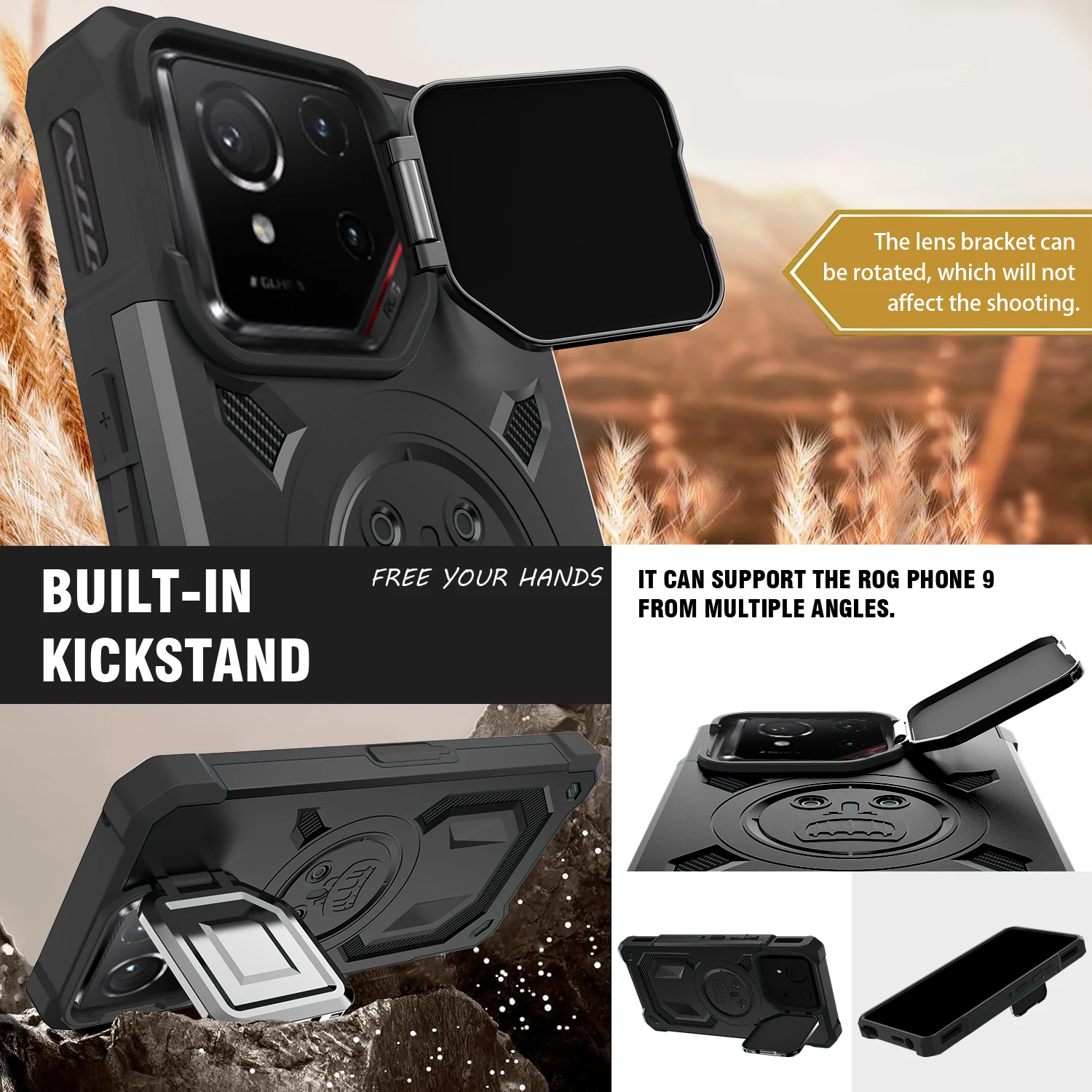 Asus ROG Phone 9 Pro جراب هاتف عدسة حماية قوس ROG Phone 8 9FE درع مضاد للسقوط الغطاء الواقي