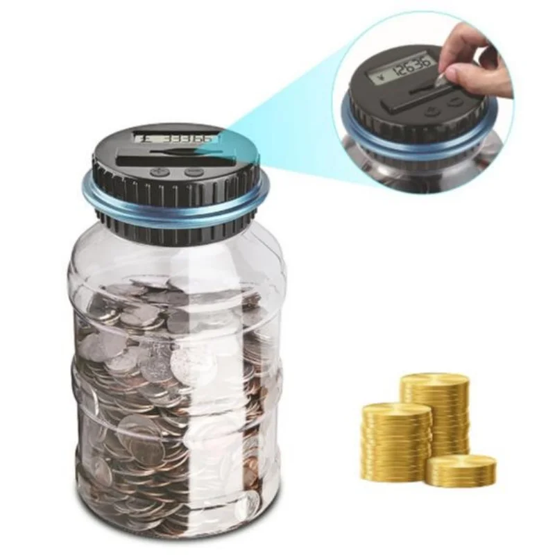 Piggy Bank Coin Savings LCD Counting Jar هدية مالية GBP EUR USD Marcian Coin Creative Smart Bucket