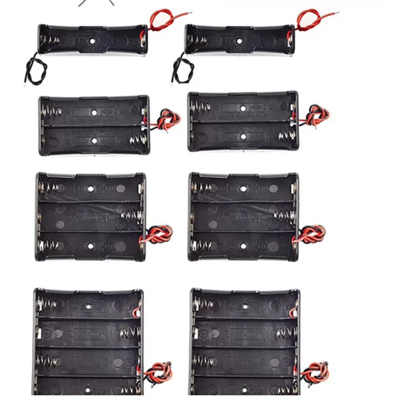 7PCS 18650 Battery Holder Bundle with Wire 18650 Battery Holder Case 3.7V 3 Slot DIY Battery Storage Boxes 1/2/3/4 Slot Black