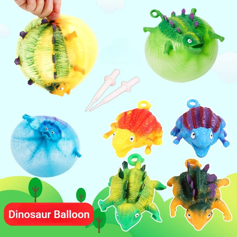 Kids Funny Blowing Animals Inflate Dinosaur Vent Balls Antistress Hand Balloon Fidget Party Sports Games Toys for Children Gift