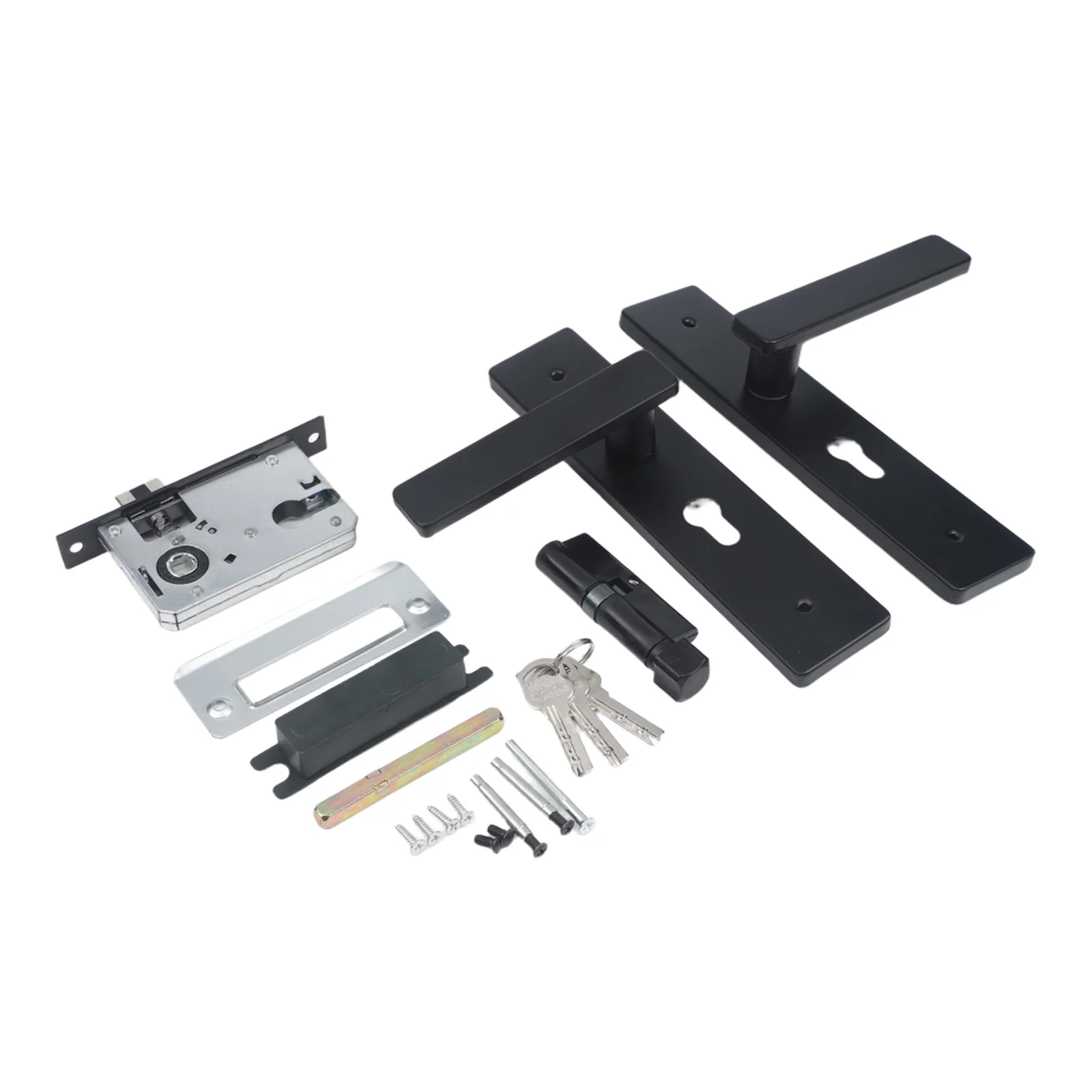 Stylish Black Silent Bearing Door Handle Lock Set for Quiet Smooth Operation For Durable Iron Material Suitable for Doors