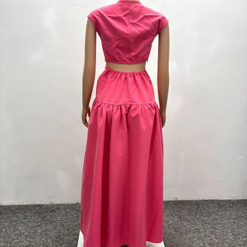 Vestido minimalista sexy 2025 para mujer: vestido con cuello en V profundo y recorte en la cintura, vestido largo elegante de color sólido, vestido de noche