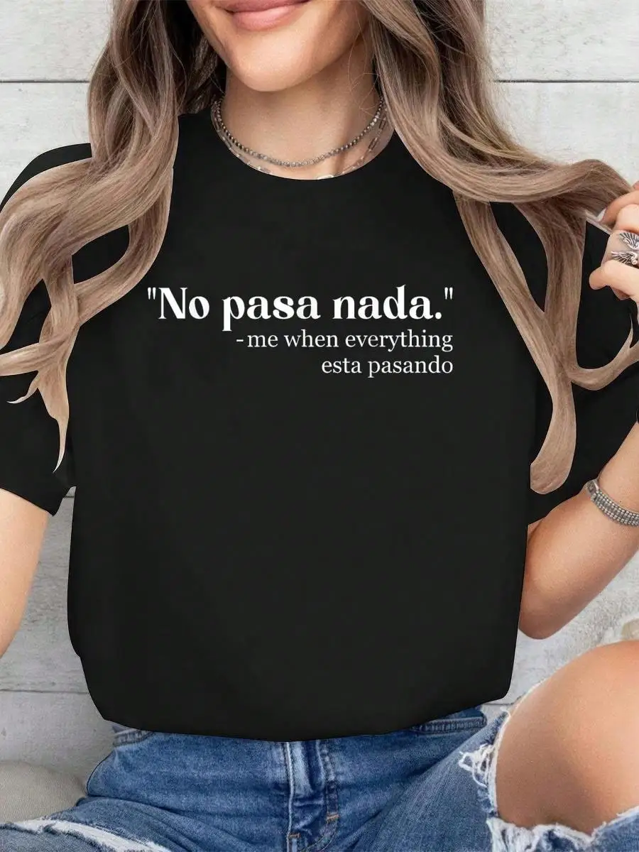 Spanglish - Mexican Spanish Teacher Bilingual Spanglish Cotton Printed T-Shirt For Summer, Soft Women s Short Sleeve Top, Fashionable And Comfort