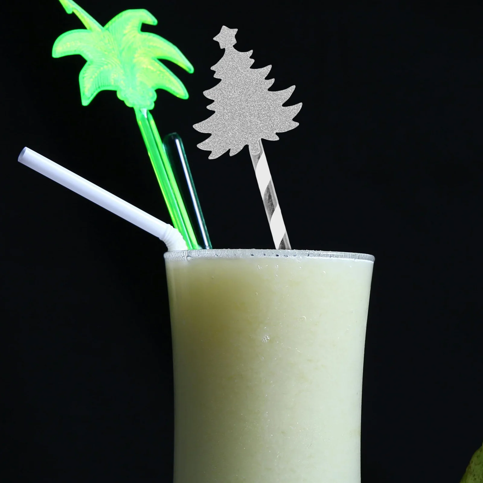 

25 Pcs Christmas Tree Straws Party Favors Drinking Indoor Cartoon Paper Bar for