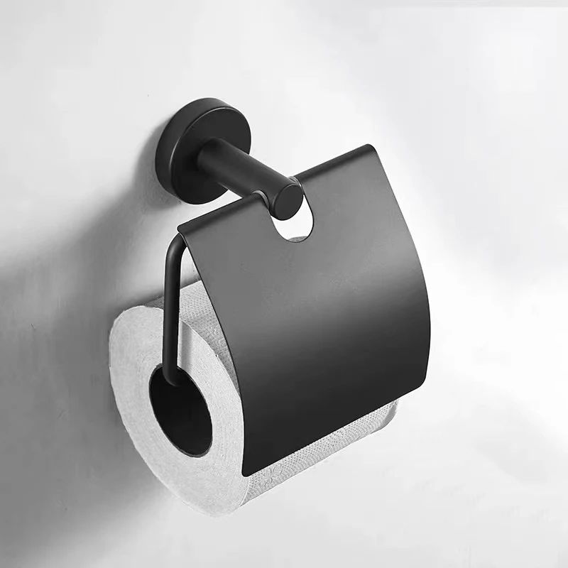 Toilet Paper Holder Black/Brushed Gold Stainless Steel Bathroom Accessory Paper Hook Towel Rack Roll Paper Holder Cover Hardware