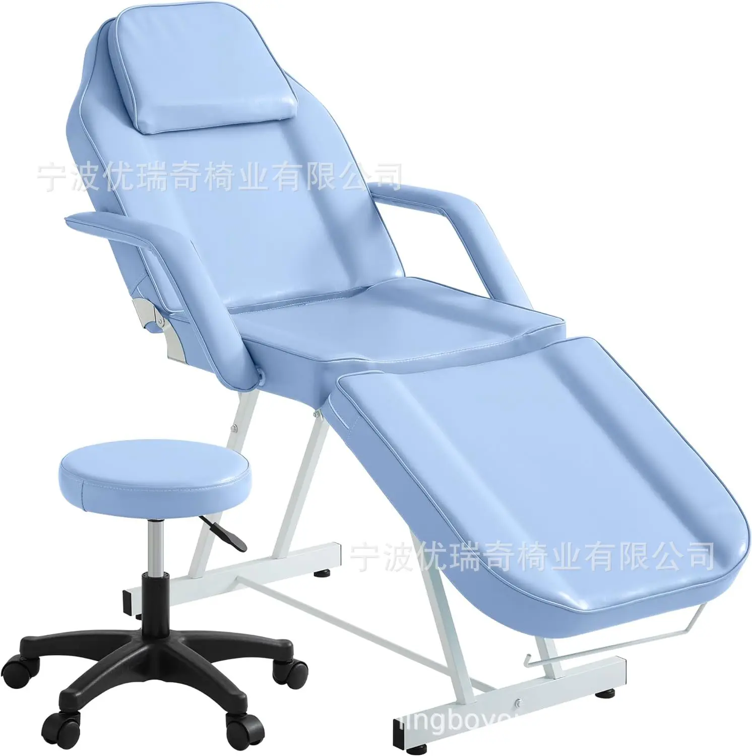 Beauty chair massage bed with small round stool massage table beauty bed headrest removable haircut chair double magnetic strip