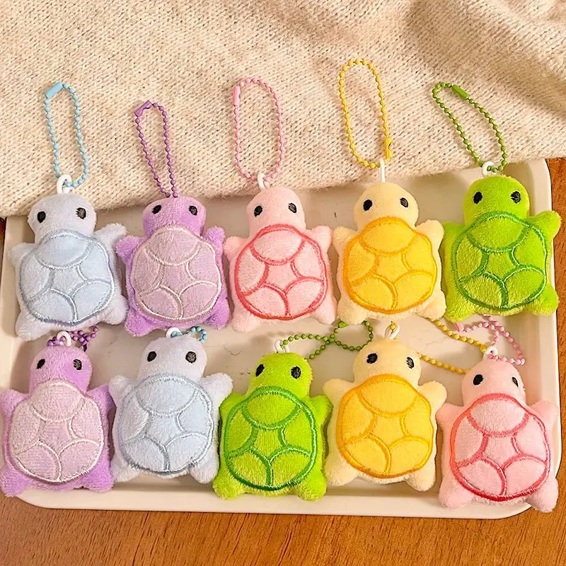 

10pcs/set Little Turtle Plush Pendant Colorful Turtle Doll Toy Keychain Student School Bag Keychain Accessories Girl Gift