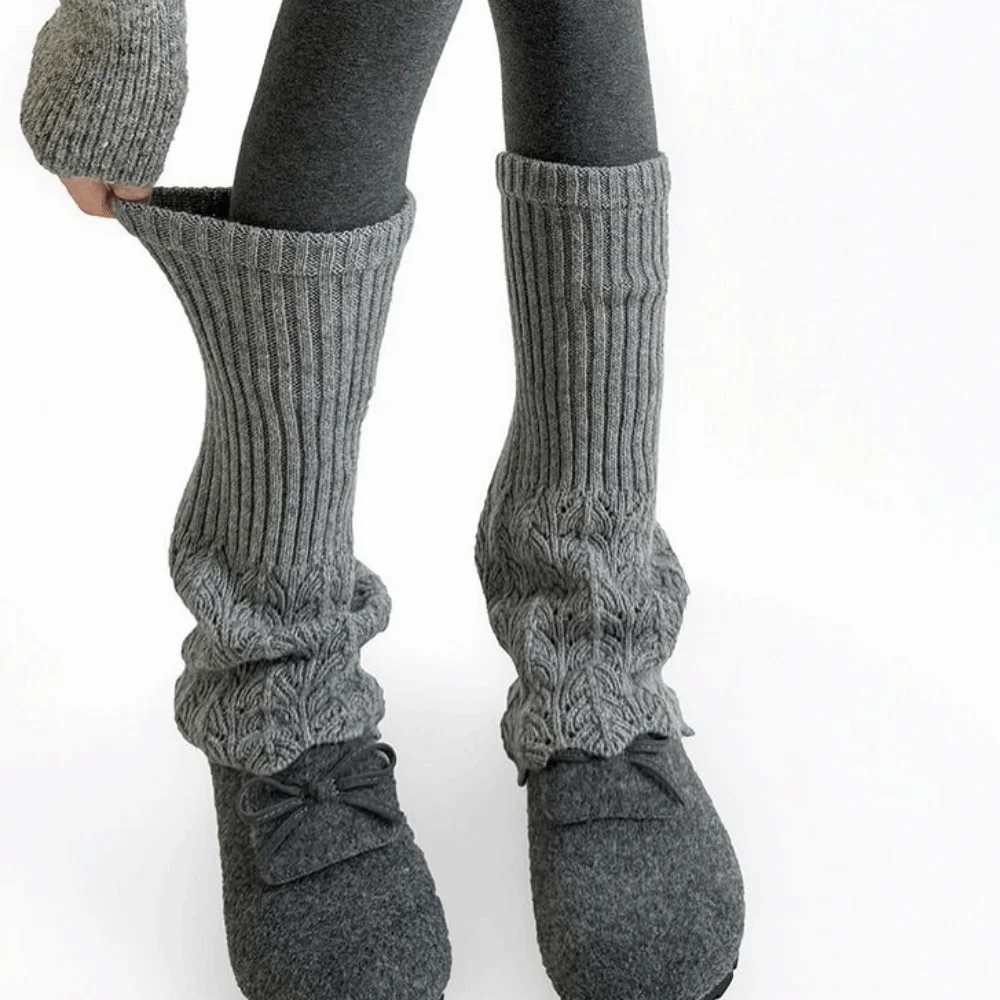 

Solid Color Women Knitted Leg Warmers Thickened Soft Girl's Boots Heap Socks Breathable Mid-Calf Middle Tube Socks JK Uniform