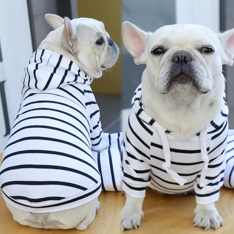 Pet Clothes Dog Cat Spring and Autumn Dog Hoodie Striped Simple Style Dogs Accessories