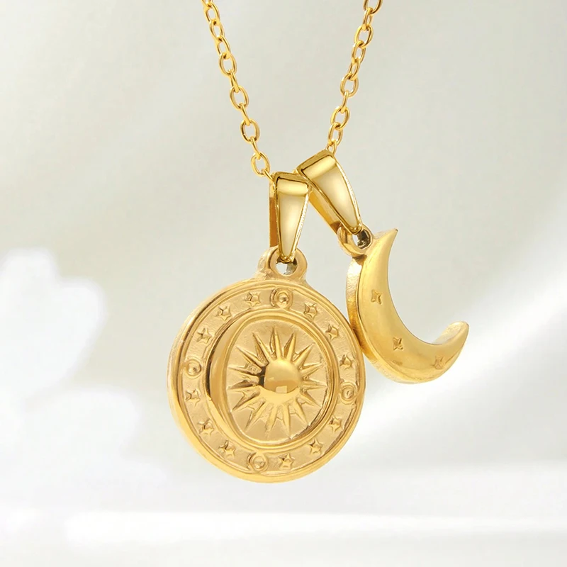Huitan Luxury Double Pendant Necklace Stylish Gorgeous Neck Accessories for Women Attractive Chic Punk Hip Hop party Jewelry Hot