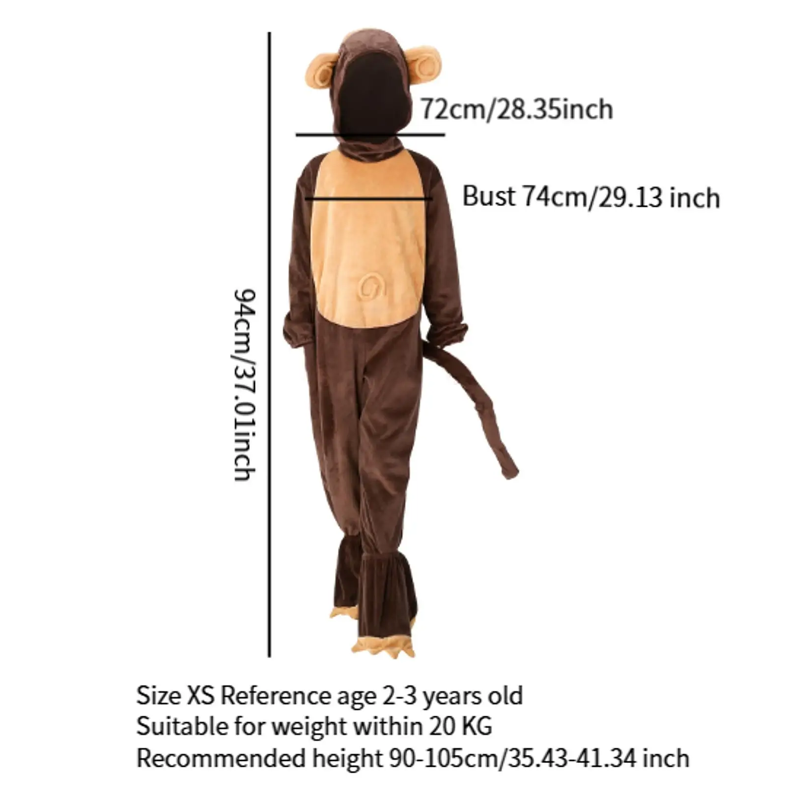 子供のための猿のフード付きジャンプスーツ、カーニバルの衣装、ロールプレイング、休日、面白い