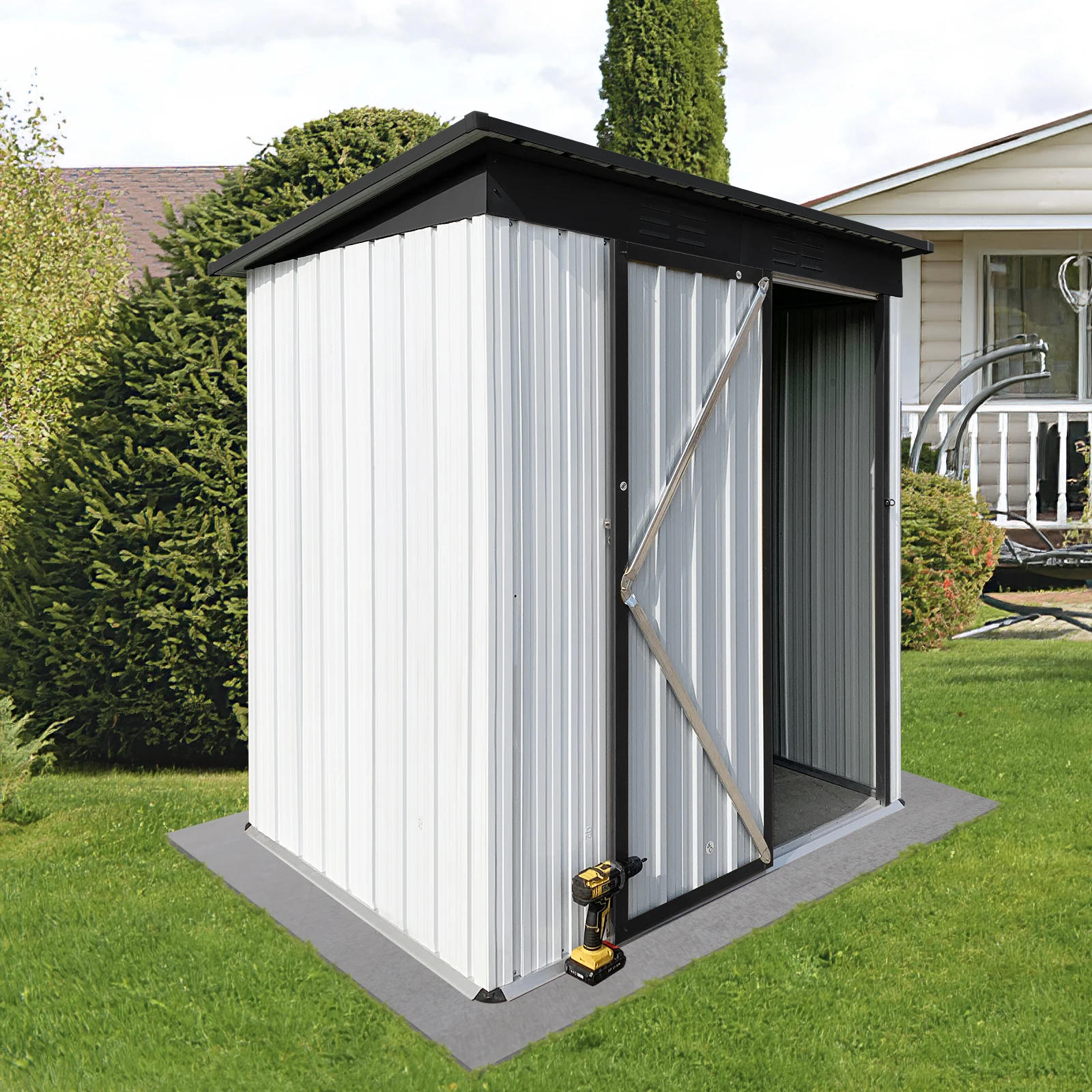 Metal Garden Sheds 5ftx3ft Outdoor Storage Sheds for Garden Backyard Lawn, Large Patio House Building with Lockable Door