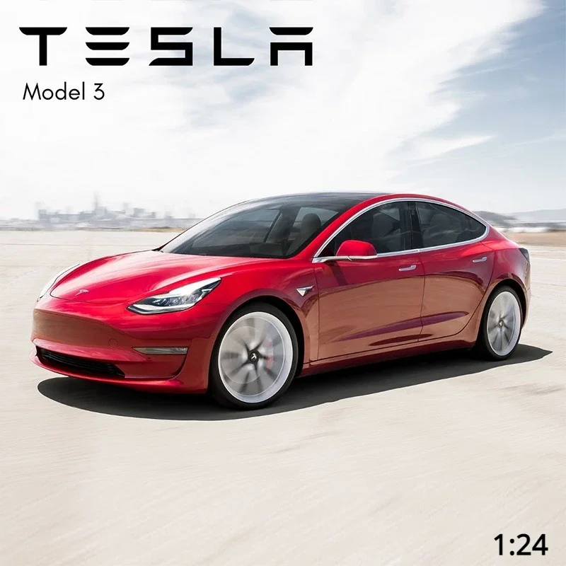 1:24 lega Tesla Model 3 modello di auto diecast metallo veicolo modello di auto simulazione Sound Light collezione regalo giocattolo per bambini