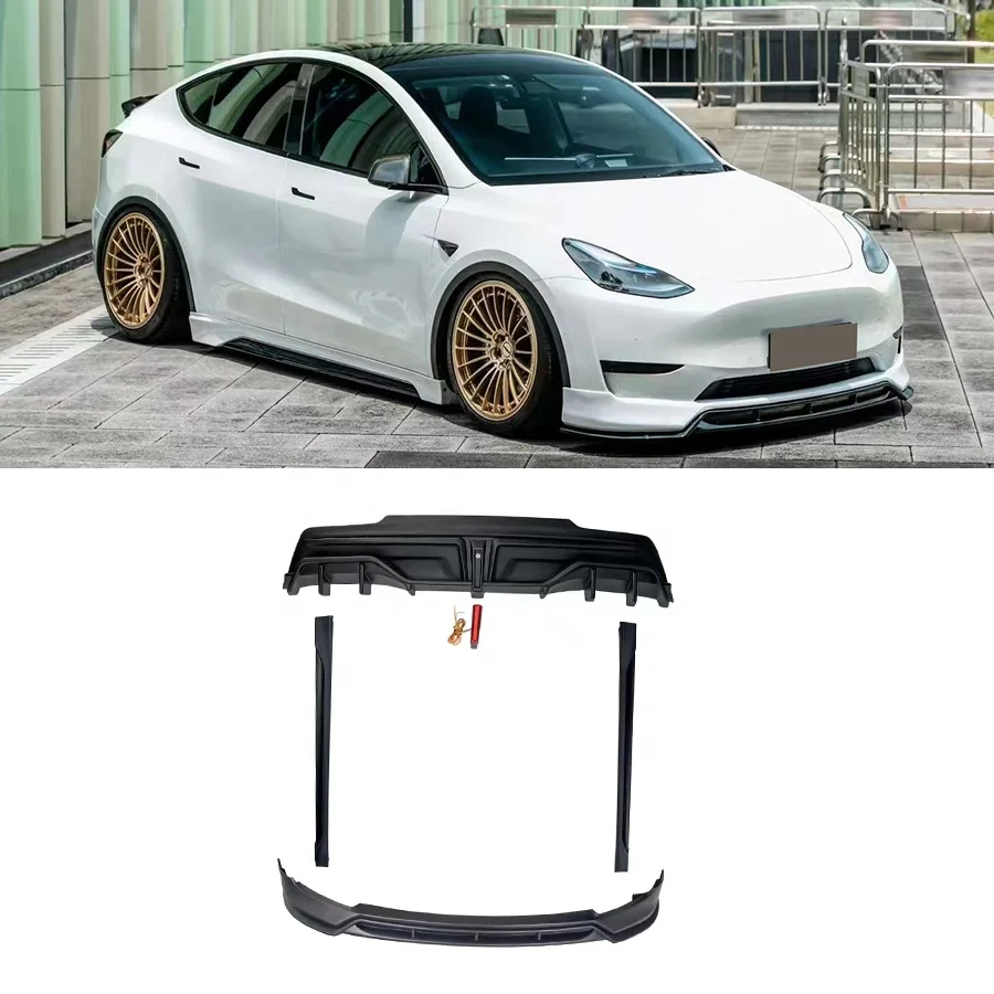 V StyleCarbon Fiber Front lip Rear Diffuser Side Skirts Rear Spoiler Body kit For Tesla Model Y Bodykit 2019+