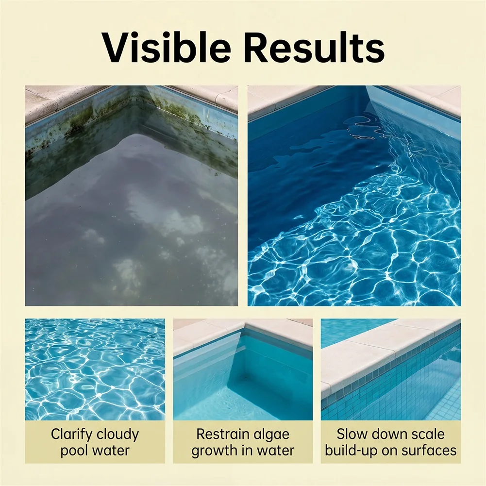 Pool Cleaning Tablets Spa Chlorine Tablets Long-Lasting Algaecide Clarifier Long-Lasting Slow-Release Keeps Water Crystals Clear view 4