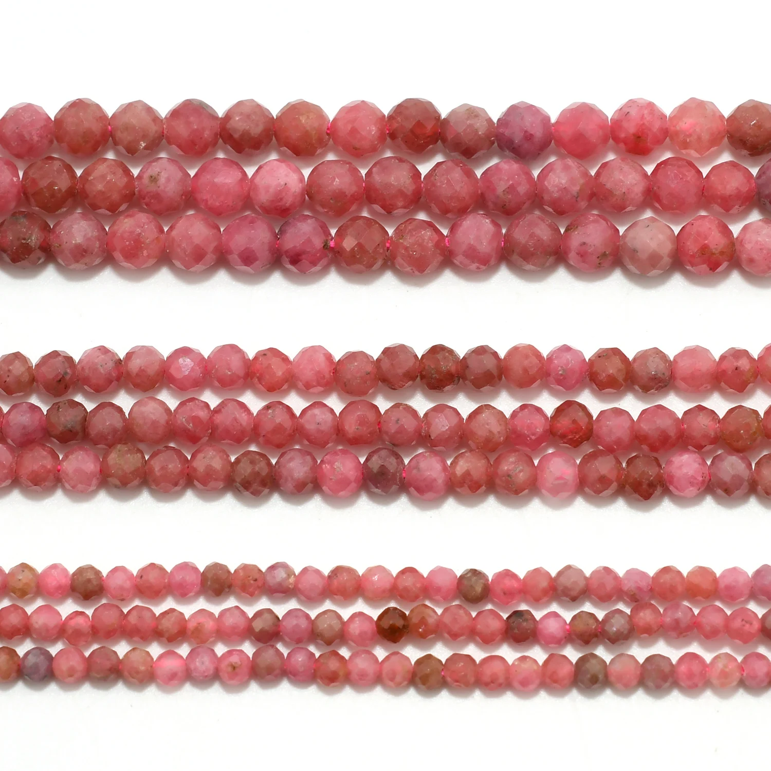 Natural Rhodonite Faceted Round Beads 2.5mm/3.5mm/4.5mm