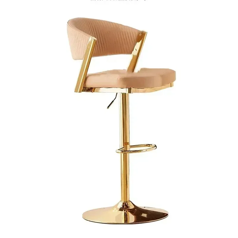 Luxury Minimalist Bar Stool Lounge Design Gold Leg Round Bar Stools Nordic Base Salon Taburetes Altos Cocina Counter Furniture