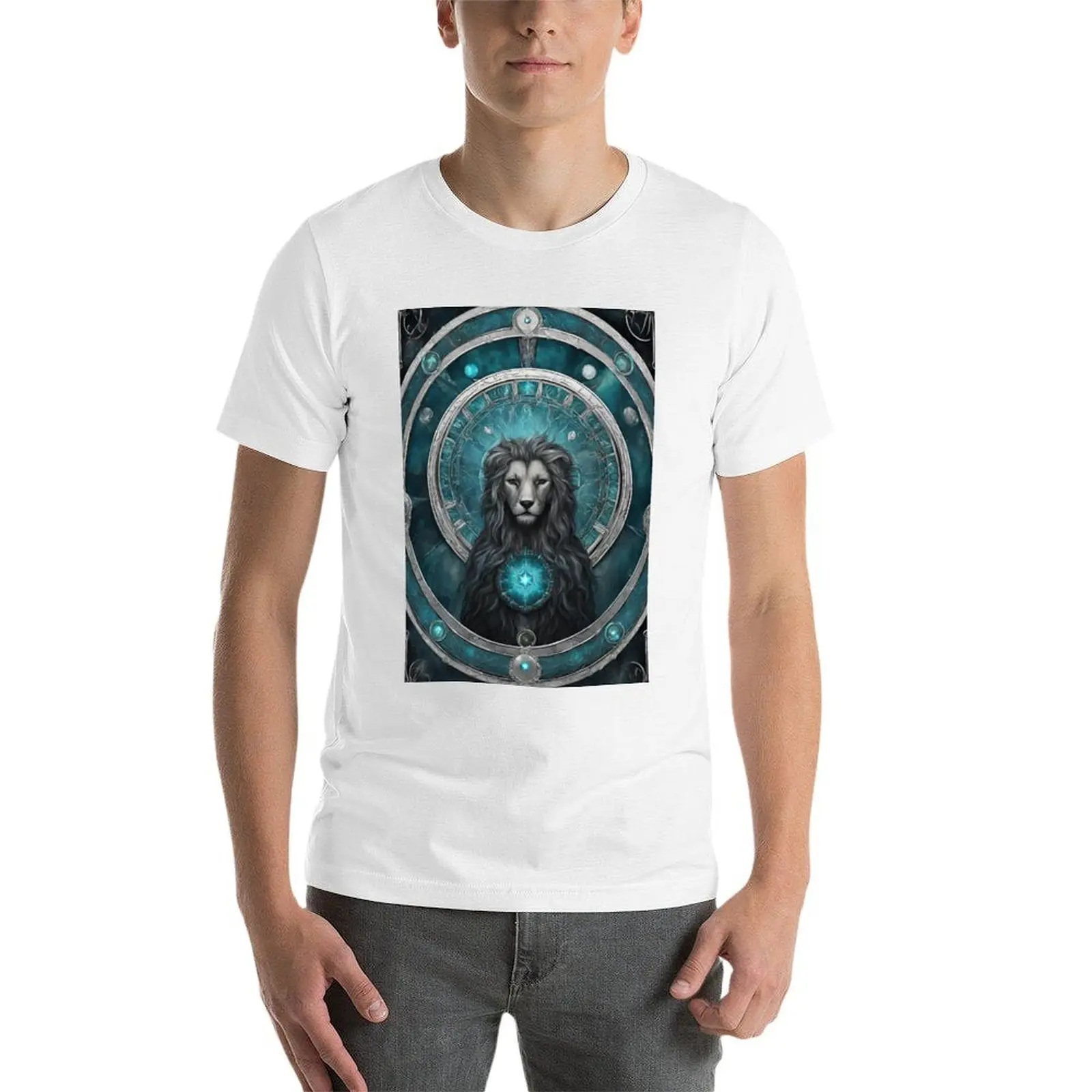 تي شيرت Leo تي شيرت علامة القمصان القطنية الزرقاء جودة عالية تي شيرت أساسي