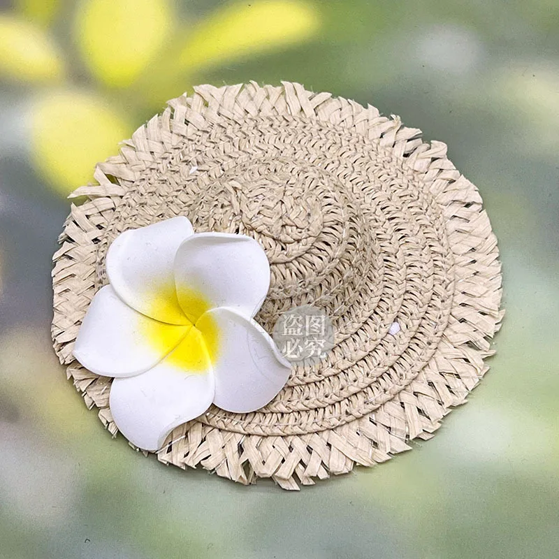 1/6 Doll Dress Up Accessories Fashion Holiday Straw Hat Beach Hat For Supermodel Doll BJD Babi Headwear 10cm Frangipani Hat view 5