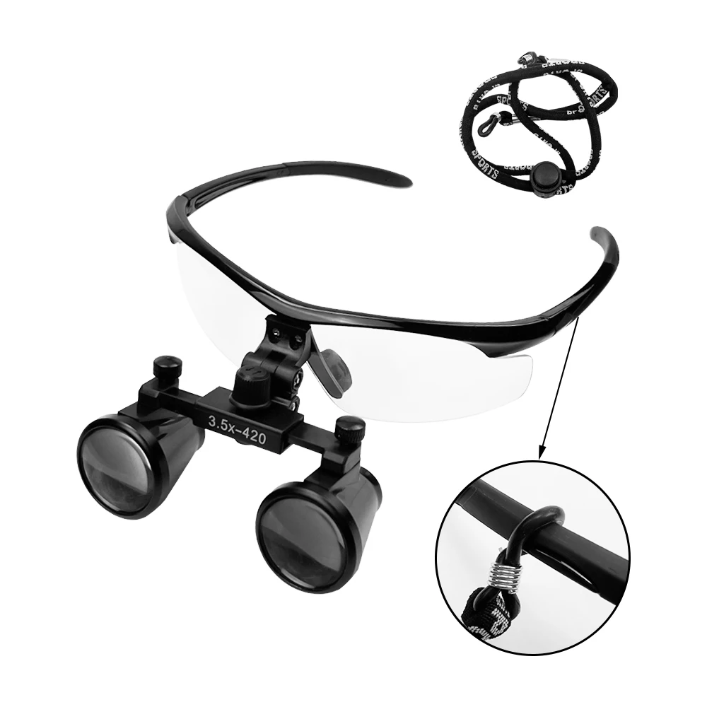 Lupa dentária 3.5x ampliação cirugia binocular lupa cirúrgica com farol led luz operação médica lupa lâmpada