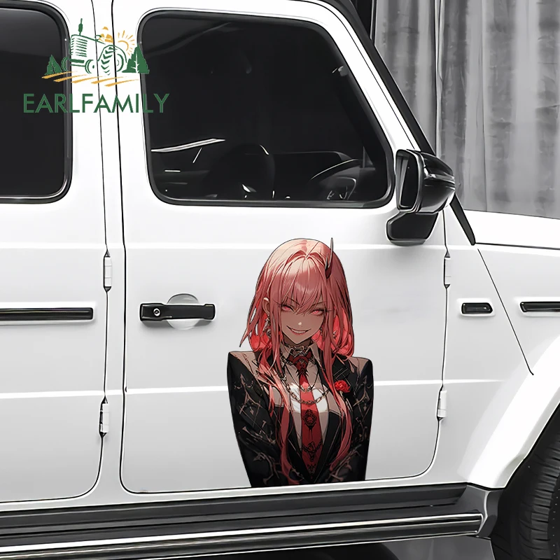 

EARLFAMILY 43cm for Devil Neon Girl Peek Car Stickers Anime Succubus JDM Decal Campervan Motorcycle Cool Vinyl Car Wrap Decor