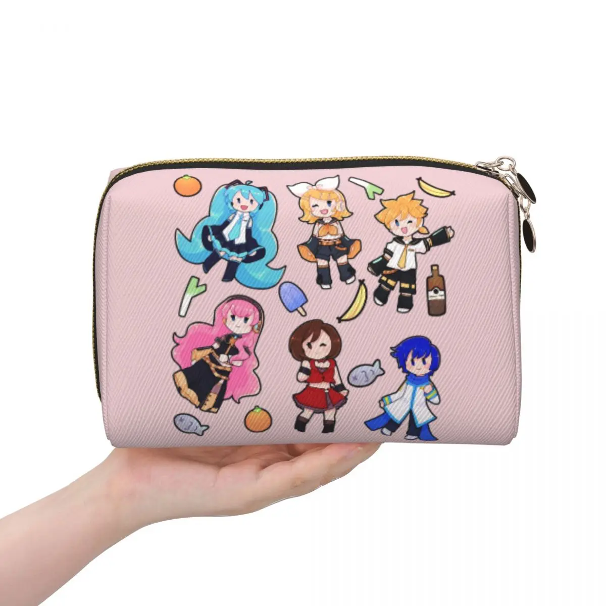 ボーカロイドちびカオス！-ミク女性用化粧品バッグ旅行用メイクアップオーガナイザーポーチトイレタリー収納ドップキットケース
