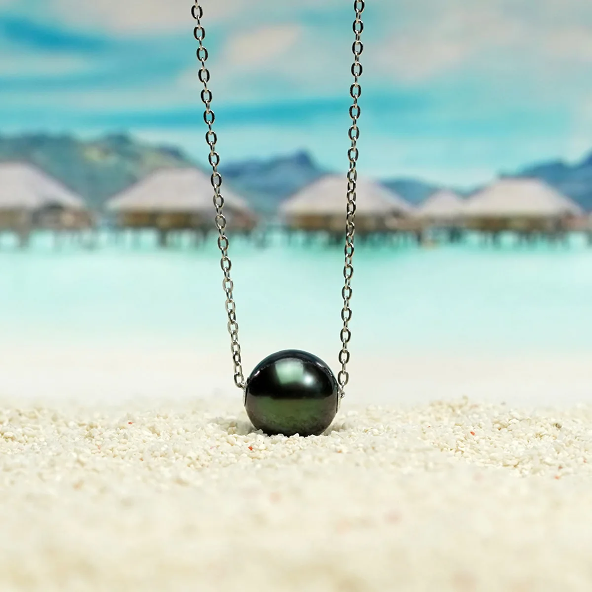 Unique Fine Jewelry Woman Engagement Tahitian Sparkling Black Pearl Natural Seawater Black Pearl Necklace Pendant