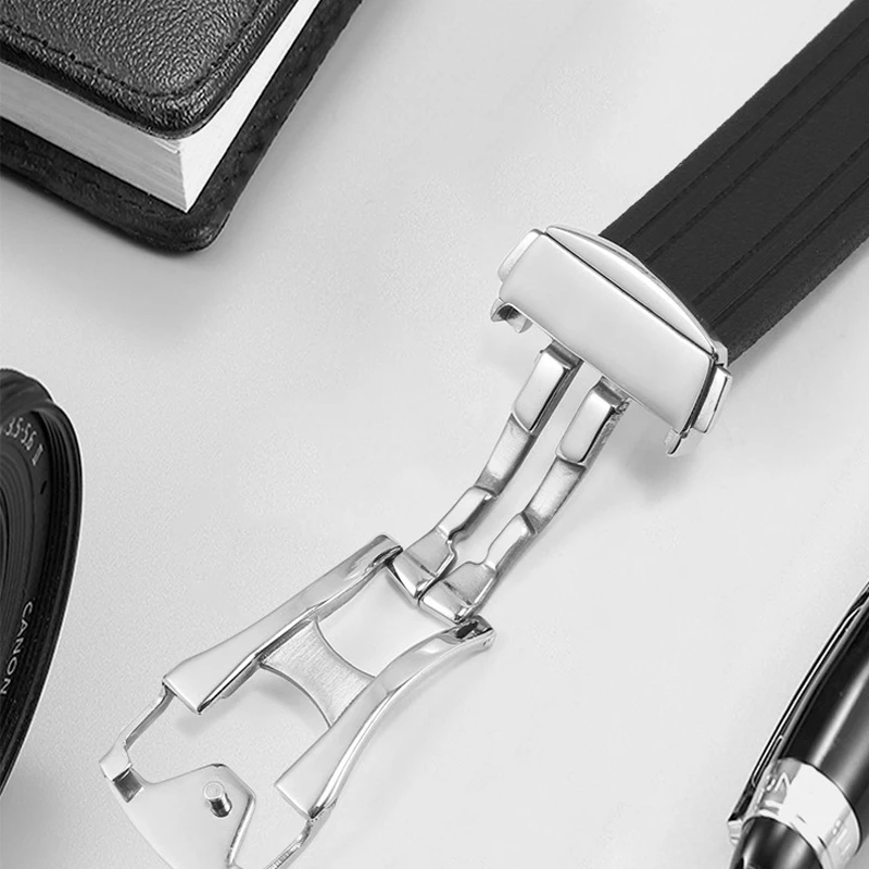 High-Quality Rubber Watch Strap 20mm for Omega Seamaster 300 Watchband with Folding Clasp Curved End Wristwatch Belt