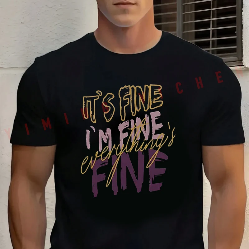 

Featured With FINE Letter Print Motorcycle Men's Cotton T Shirt Casual Dress High Quality Round Neck Short Sleeved Tee