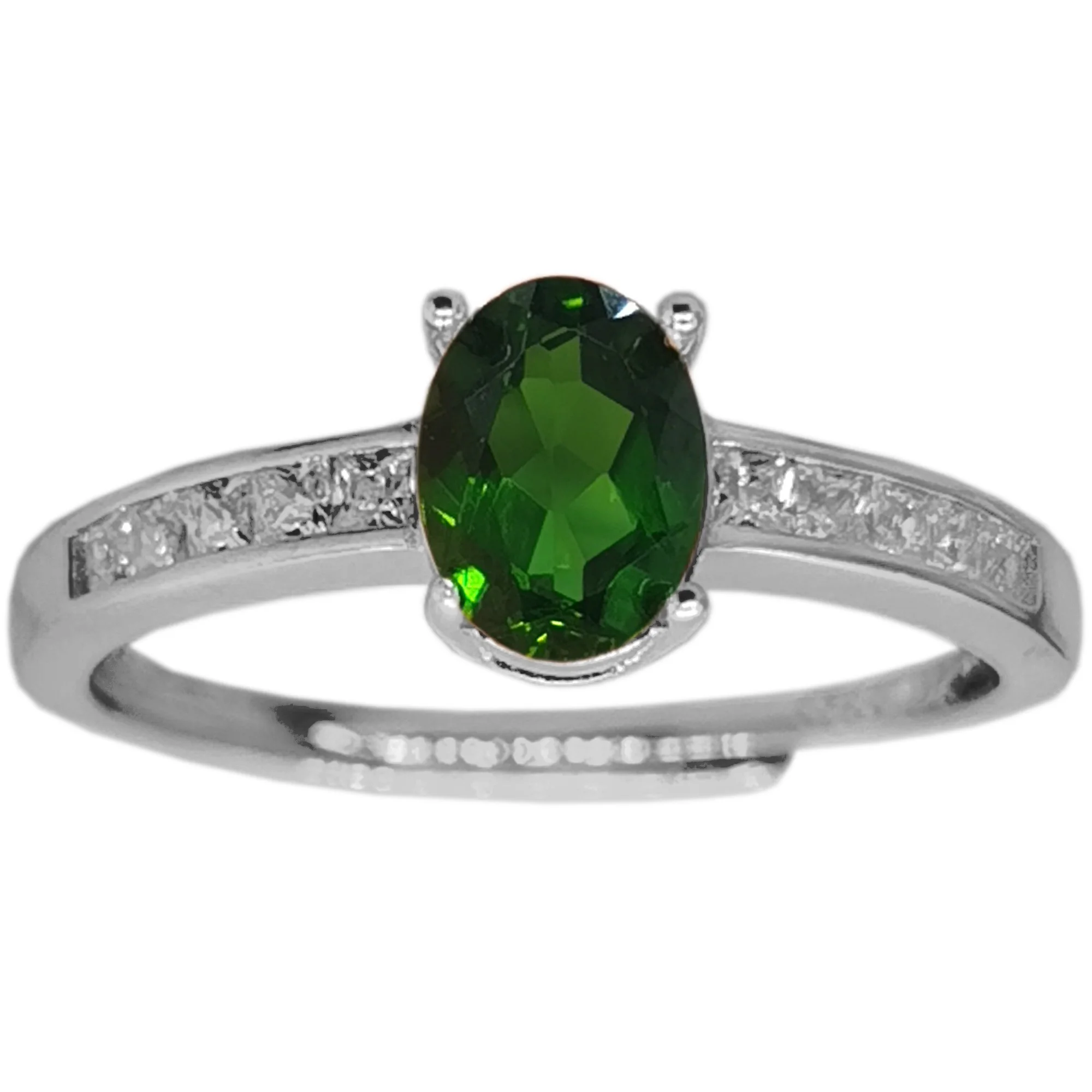 18K Gold Plating 100% Genuine Diopside Silver Ring 5mm*7mm 0.7ct VVS Grade Diopside Jewelry Gift for Woma